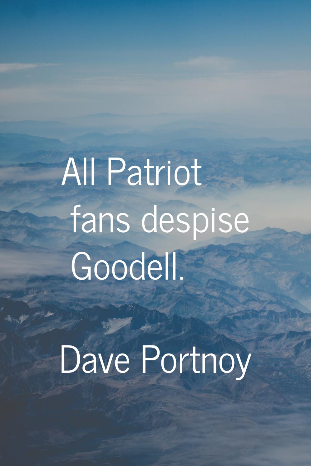All Patriot fans despise Goodell.