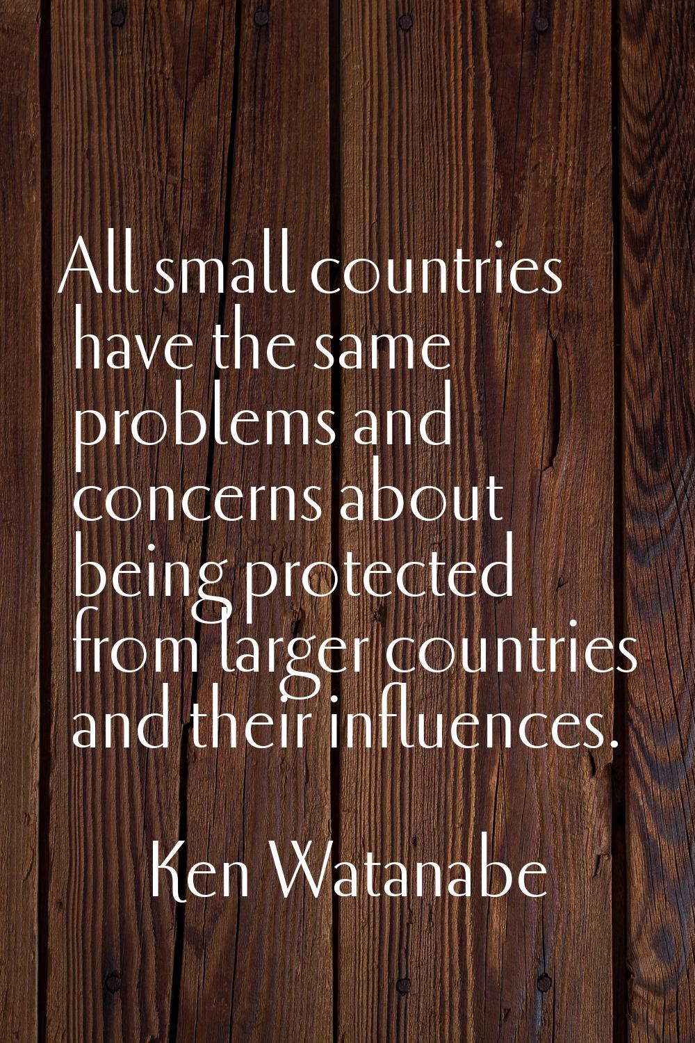 All small countries have the same problems and concerns about being protected from larger countries