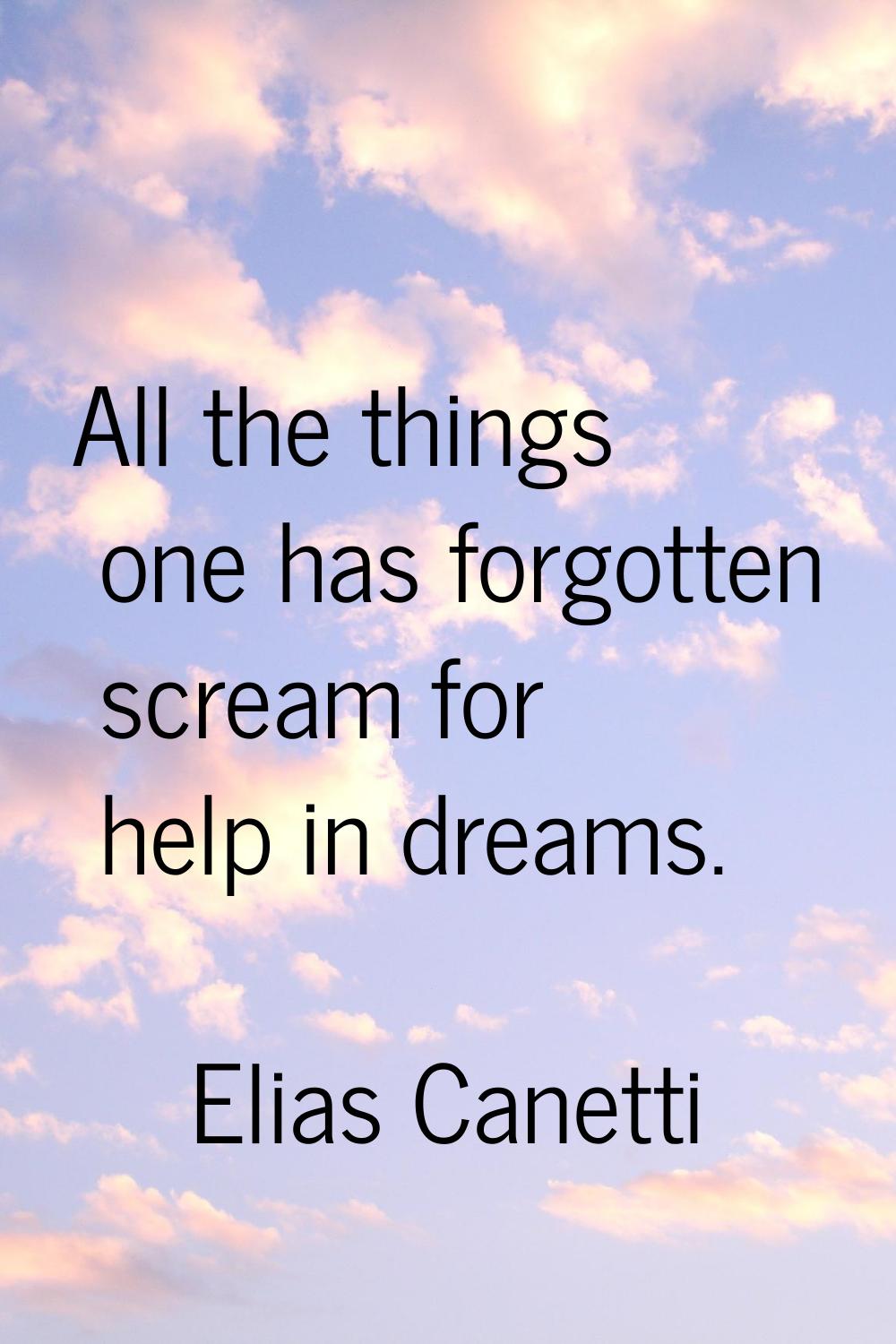 All the things one has forgotten scream for help in dreams.