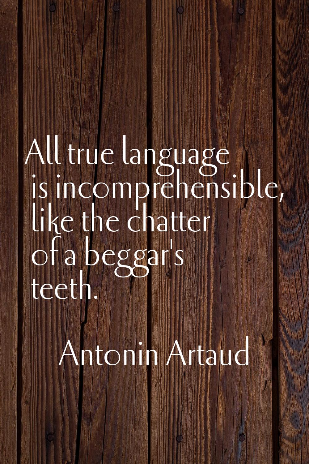 All true language is incomprehensible, like the chatter of a beggar's teeth.