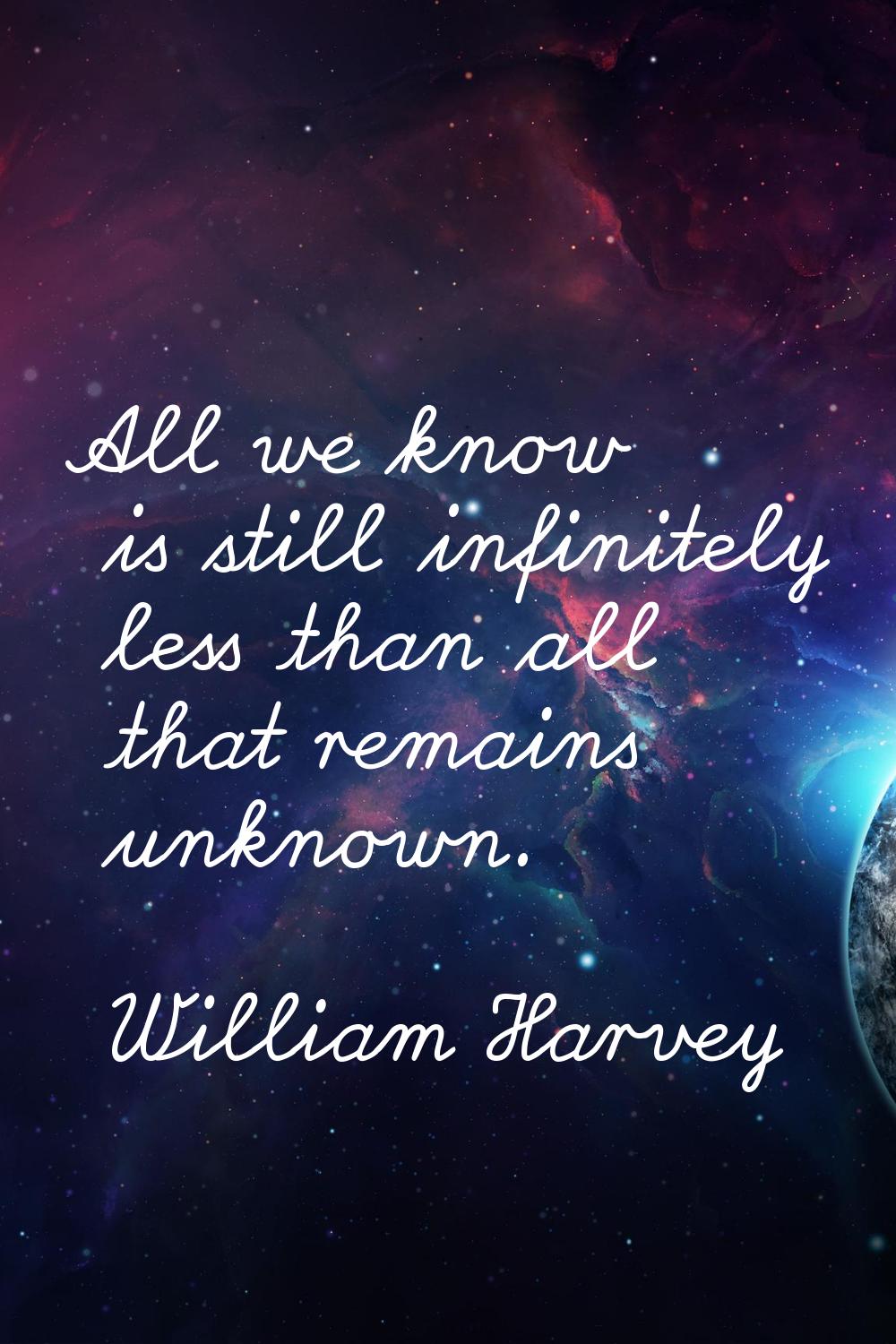 All we know is still infinitely less than all that remains unknown.