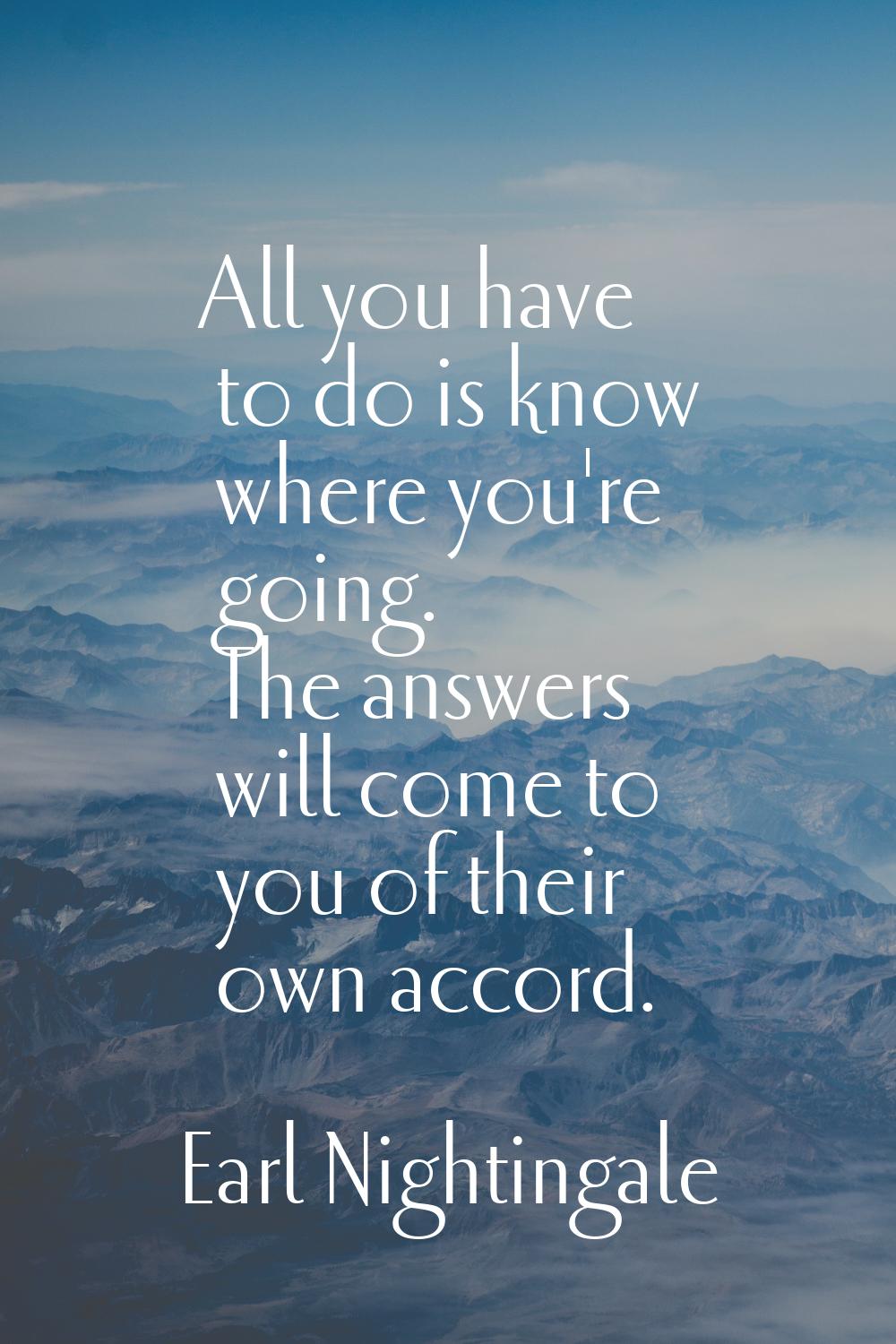 All you have to do is know where you're going. The answers will come to you of their own accord.