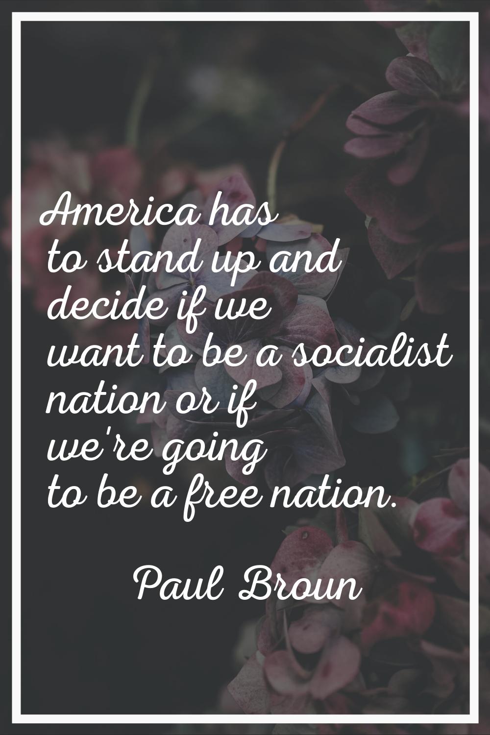 America has to stand up and decide if we want to be a socialist nation or if we're going to be a fr