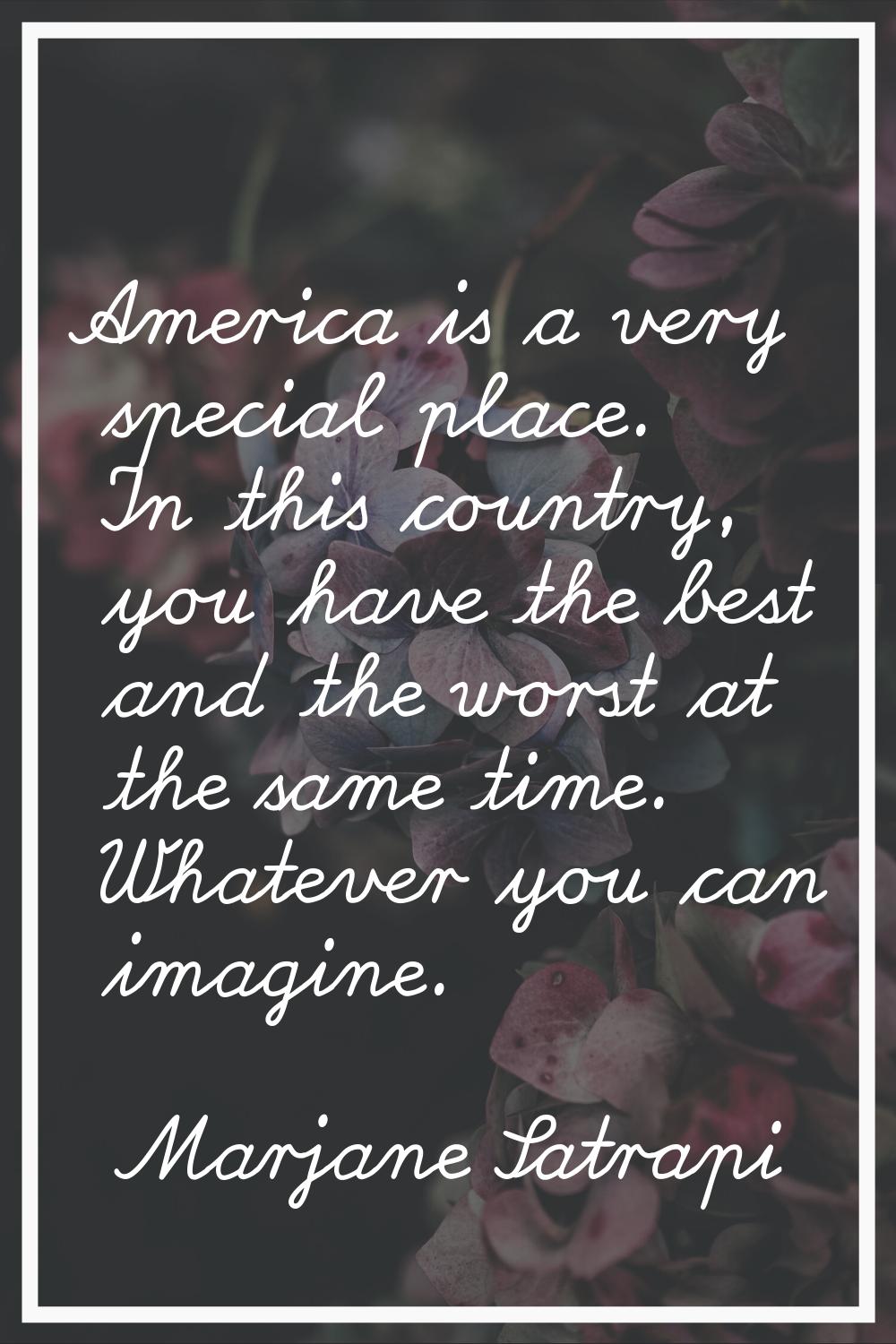 America is a very special place. In this country, you have the best and the worst at the same time.