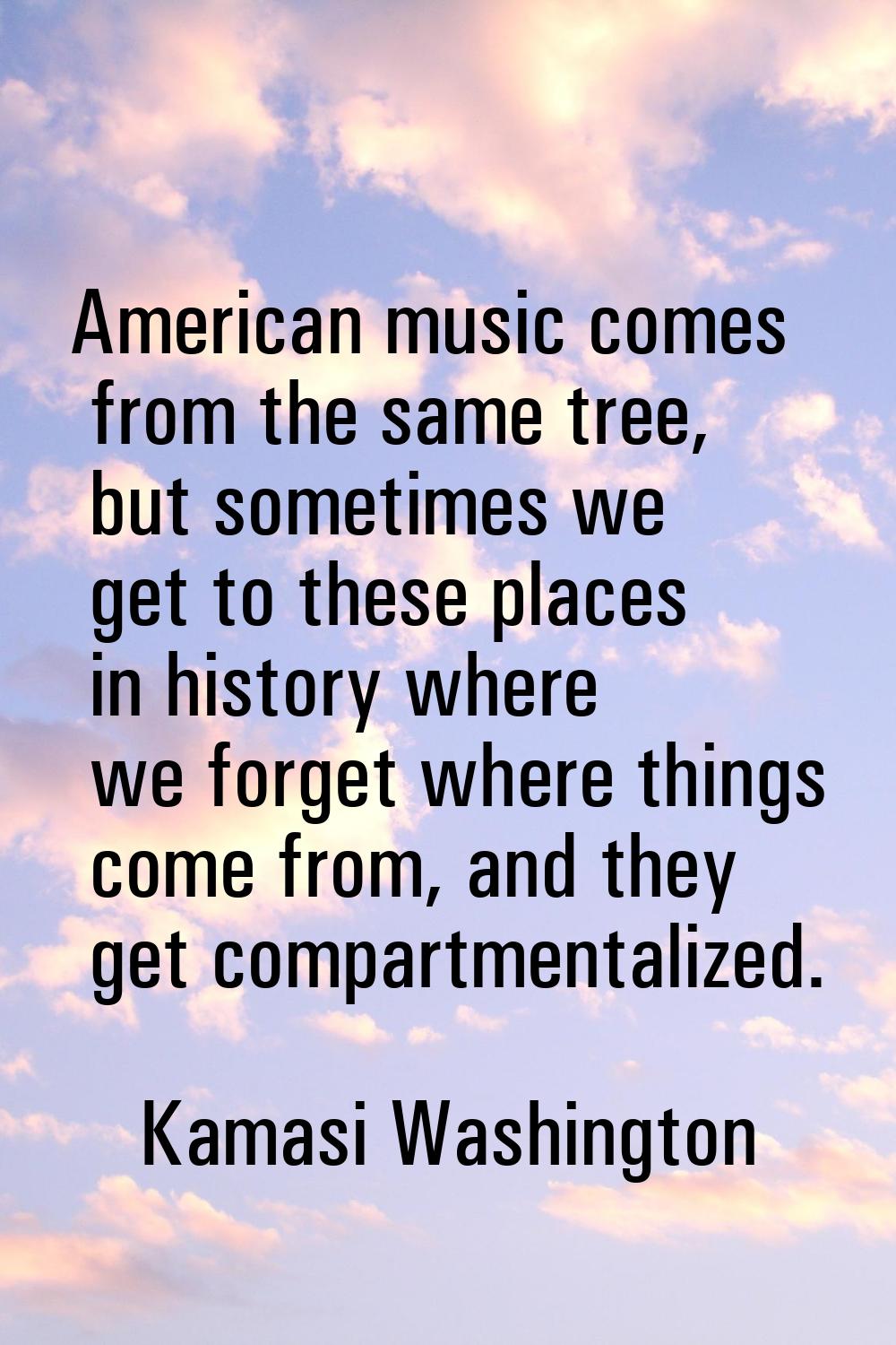 American music comes from the same tree, but sometimes we get to these places in history where we f