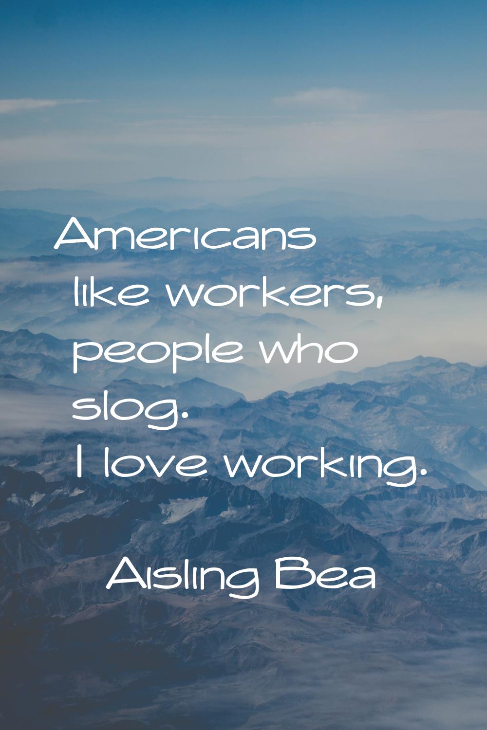 Americans like workers, people who slog. I love working.