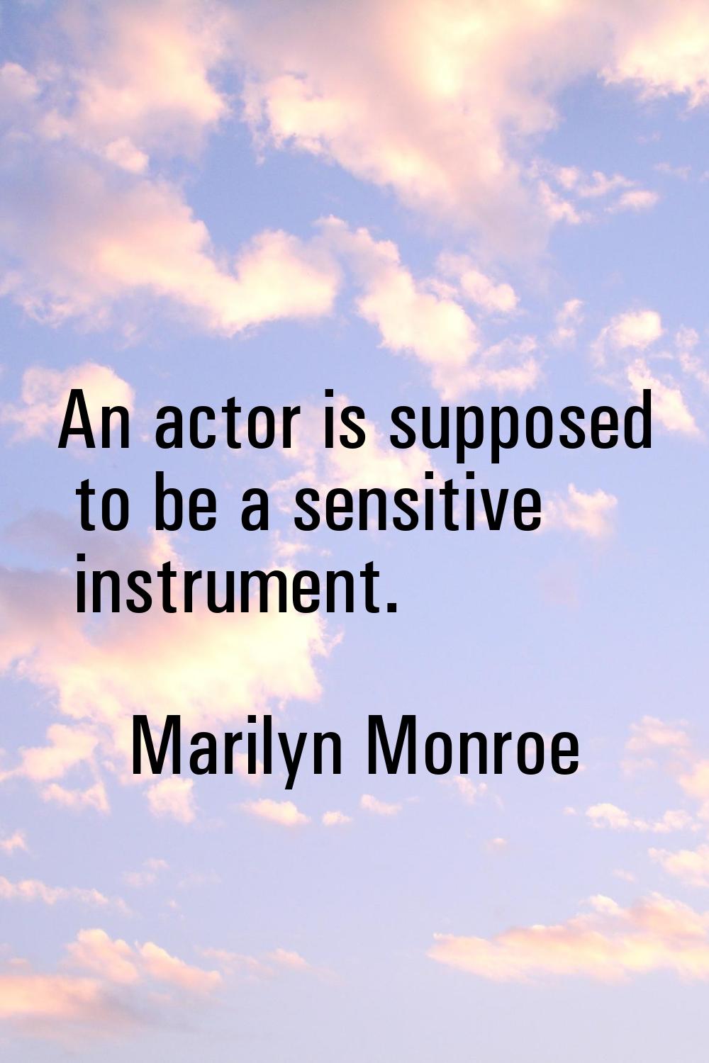 An actor is supposed to be a sensitive instrument.