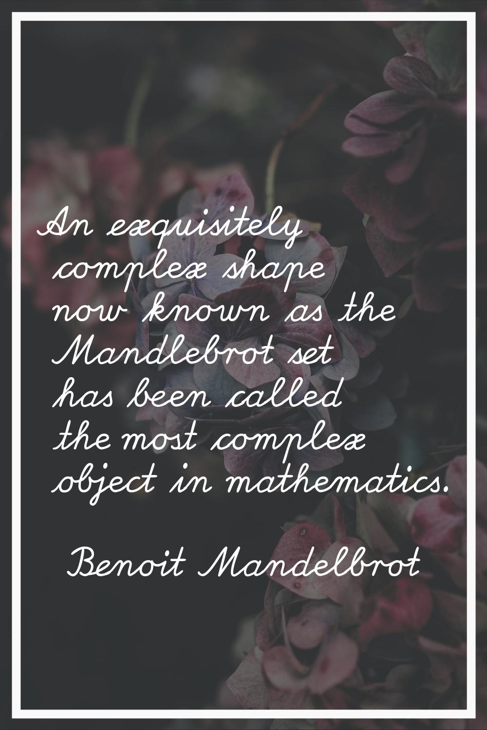 An exquisitely complex shape now known as the Mandlebrot set has been called the most complex objec