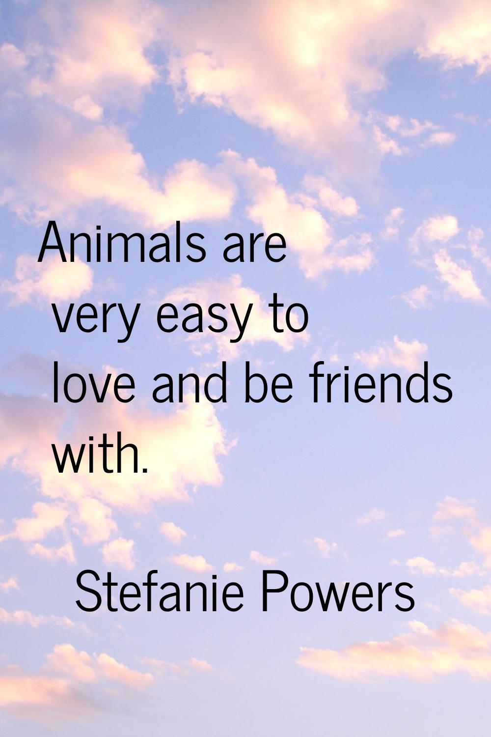 Animals are very easy to love and be friends with.
