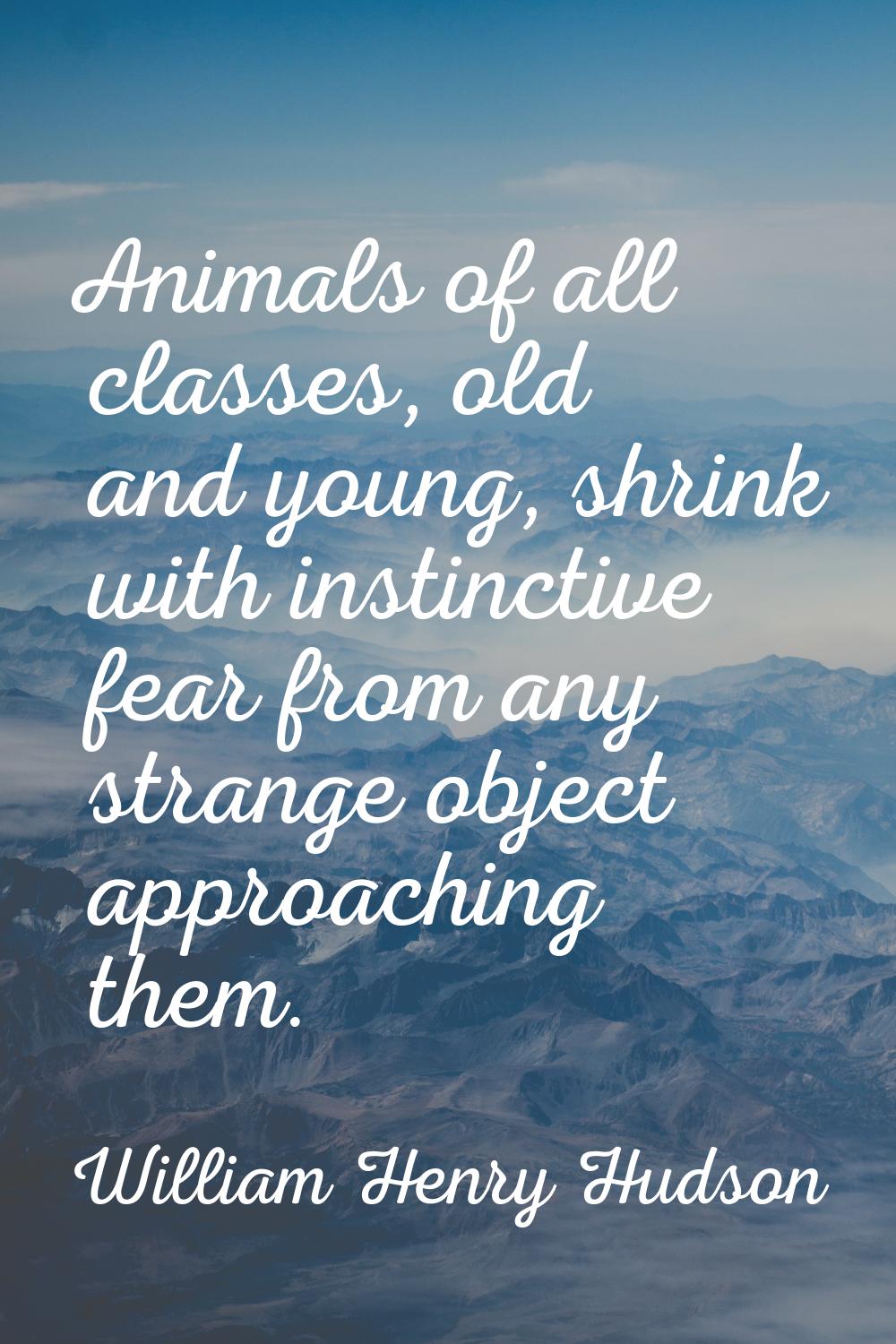 Animals of all classes, old and young, shrink with instinctive fear from any strange object approac