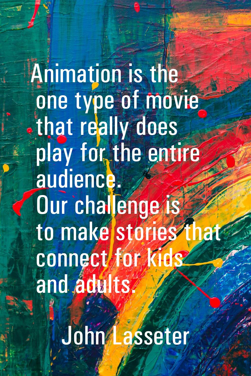 Animation is the one type of movie that really does play for the entire audience. Our challenge is 