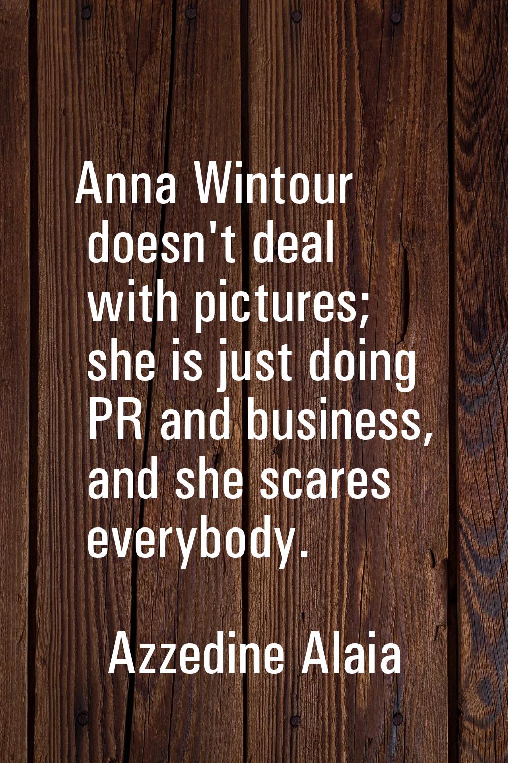Anna Wintour doesn't deal with pictures; she is just doing PR and business, and she scares everybod
