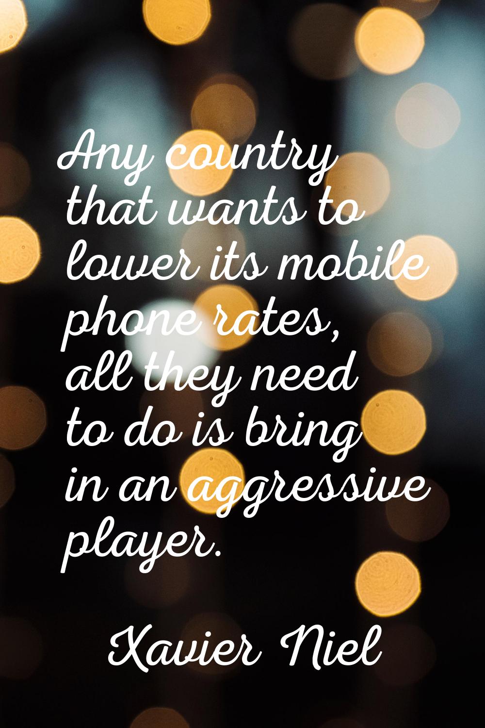 Any country that wants to lower its mobile phone rates, all they need to do is bring in an aggressi