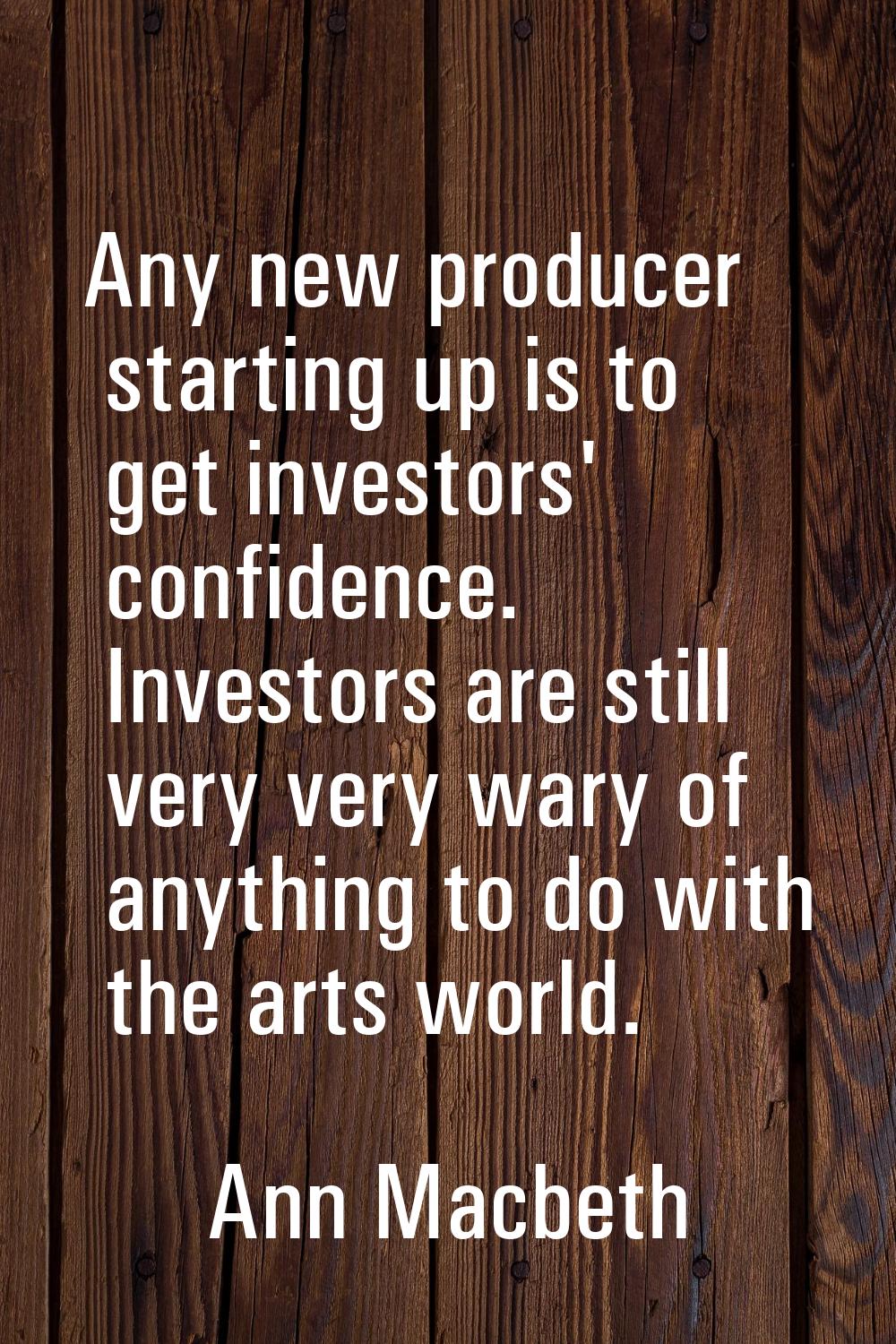 Any new producer starting up is to get investors' confidence. Investors are still very very wary of