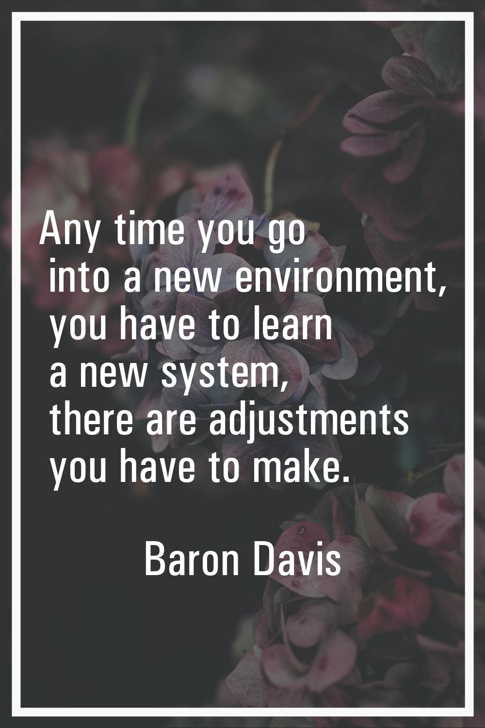 Any time you go into a new environment, you have to learn a new system, there are adjustments you h