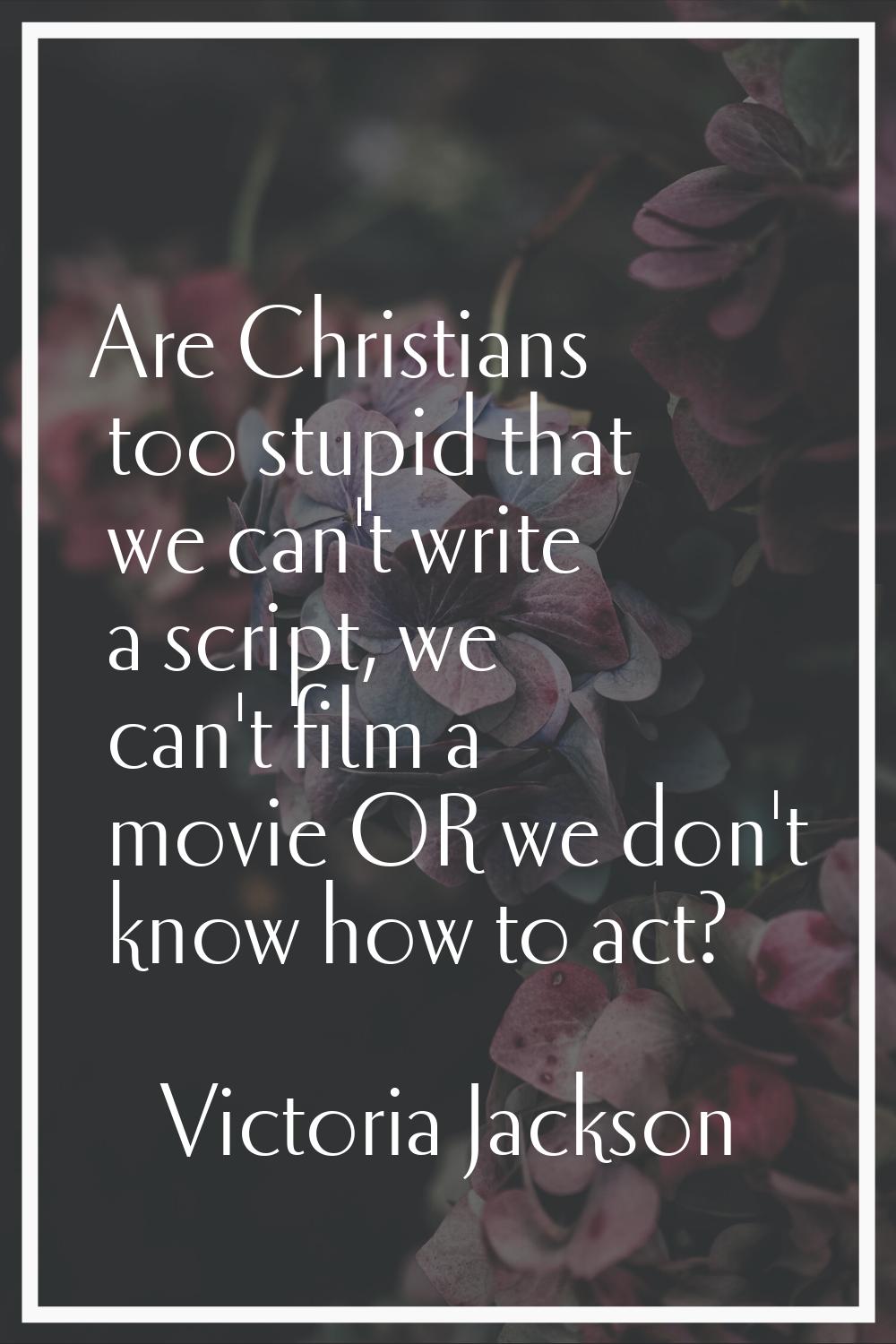 Are Christians too stupid that we can't write a script, we can't film a movie OR we don't know how 