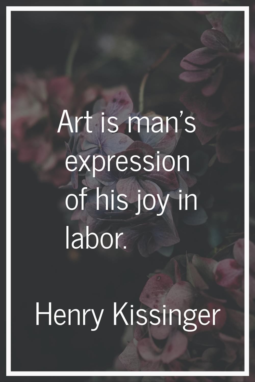 Art is man's expression of his joy in labor.