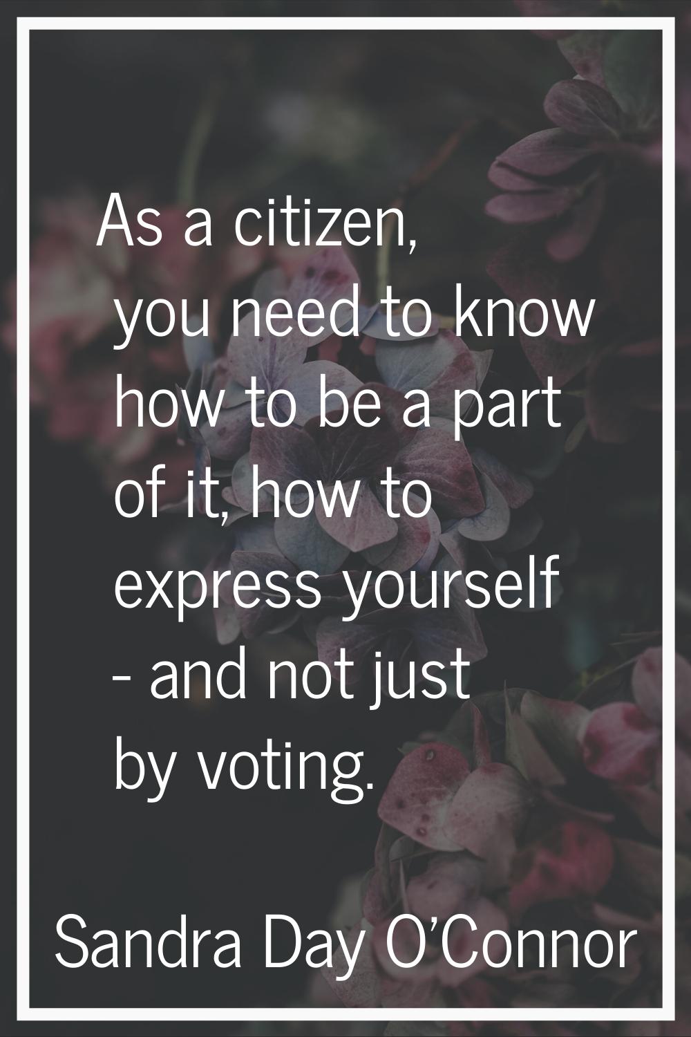 As a citizen, you need to know how to be a part of it, how to express yourself - and not just by vo
