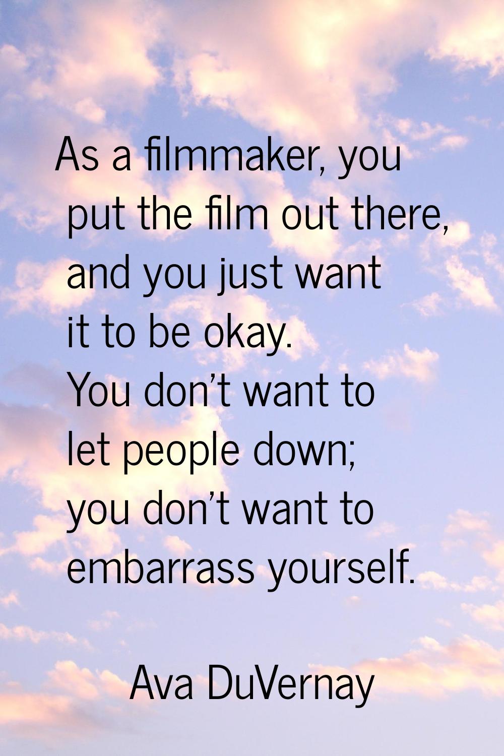 As a filmmaker, you put the film out there, and you just want it to be okay. You don't want to let 
