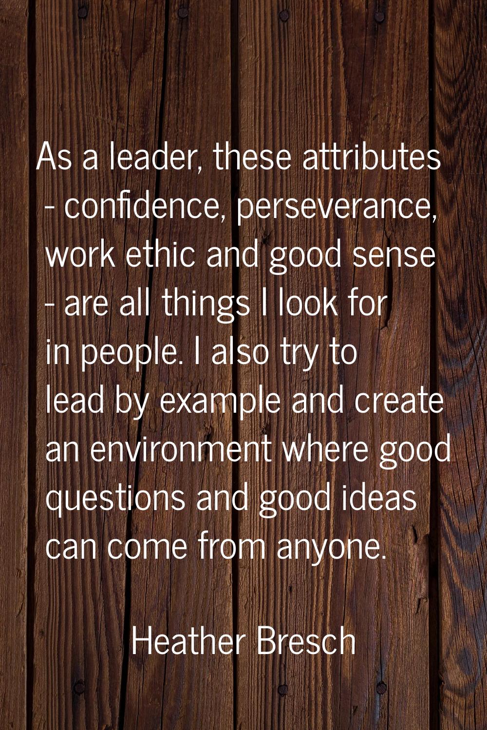 As a leader, these attributes - confidence, perseverance, work ethic and good sense - are all thing