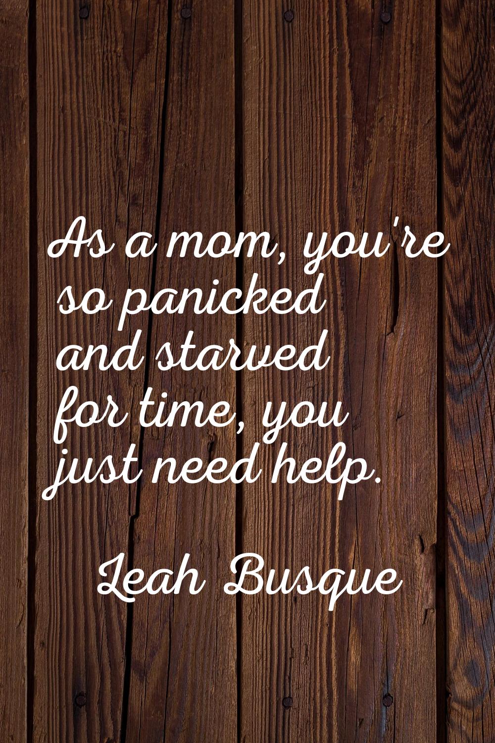 As a mom, you're so panicked and starved for time, you just need help.
