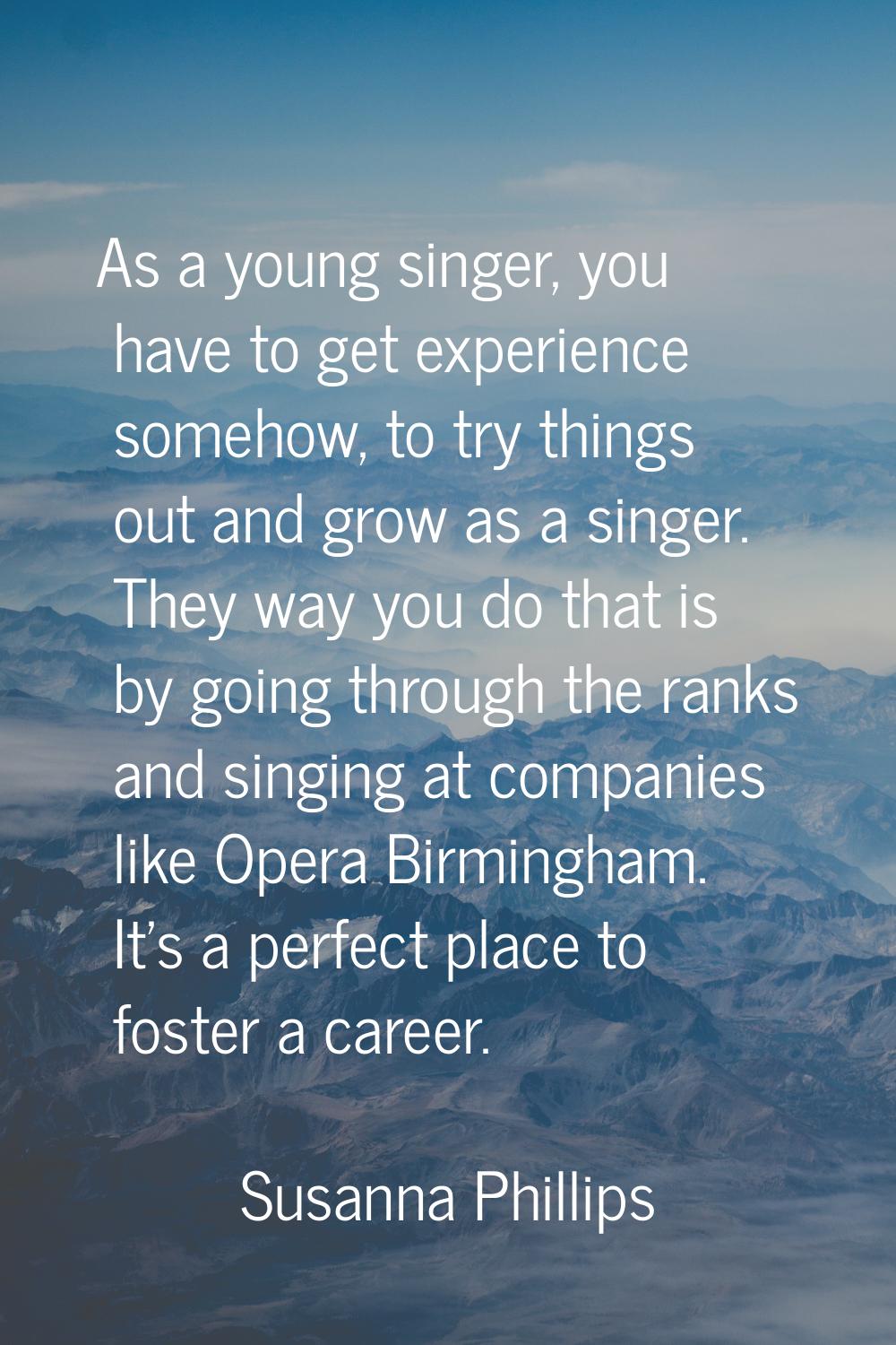 As a young singer, you have to get experience somehow, to try things out and grow as a singer. They