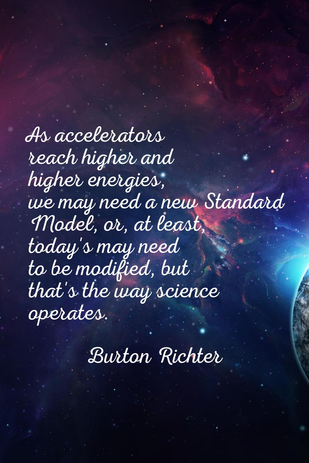 As accelerators reach higher and higher energies, we may need a new Standard Model, or, at least, t