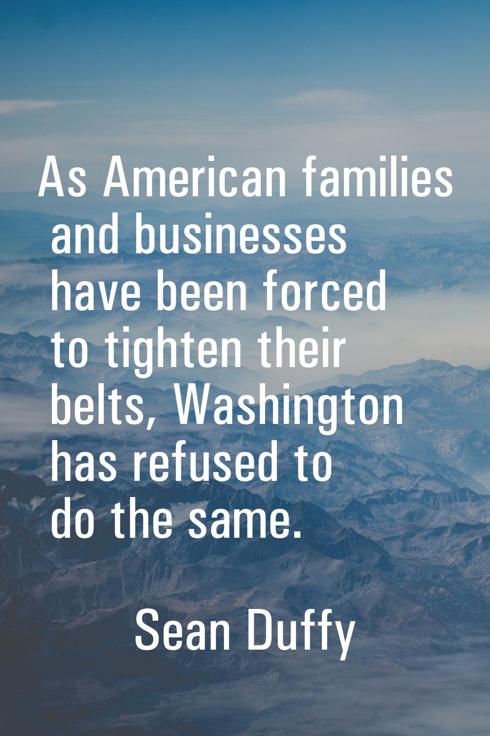 As American families and businesses have been forced to tighten their belts, Washington has refused