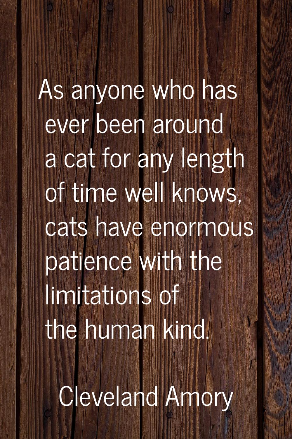 As anyone who has ever been around a cat for any length of time well knows, cats have enormous pati