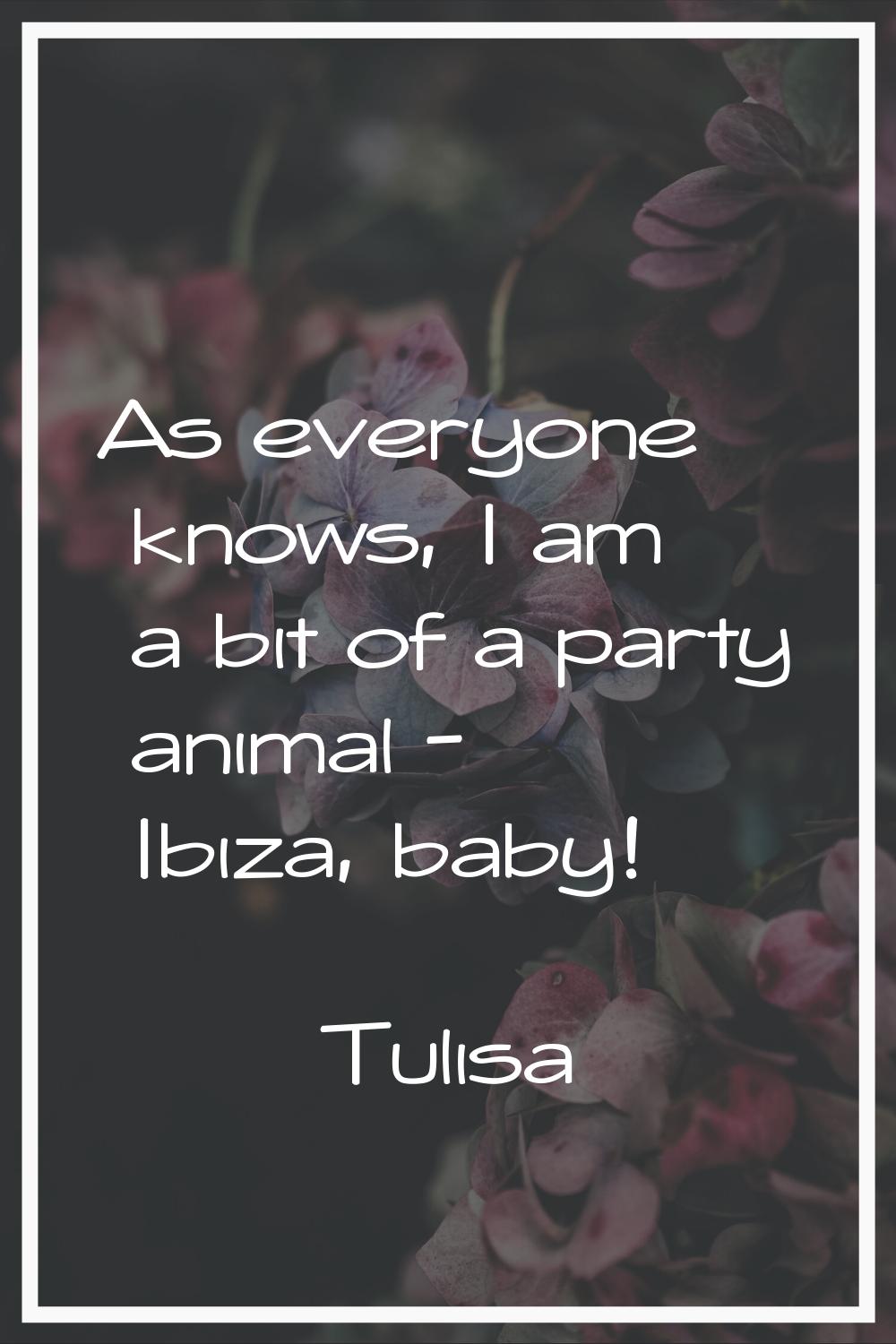 As everyone knows, I am a bit of a party animal - Ibiza, baby!