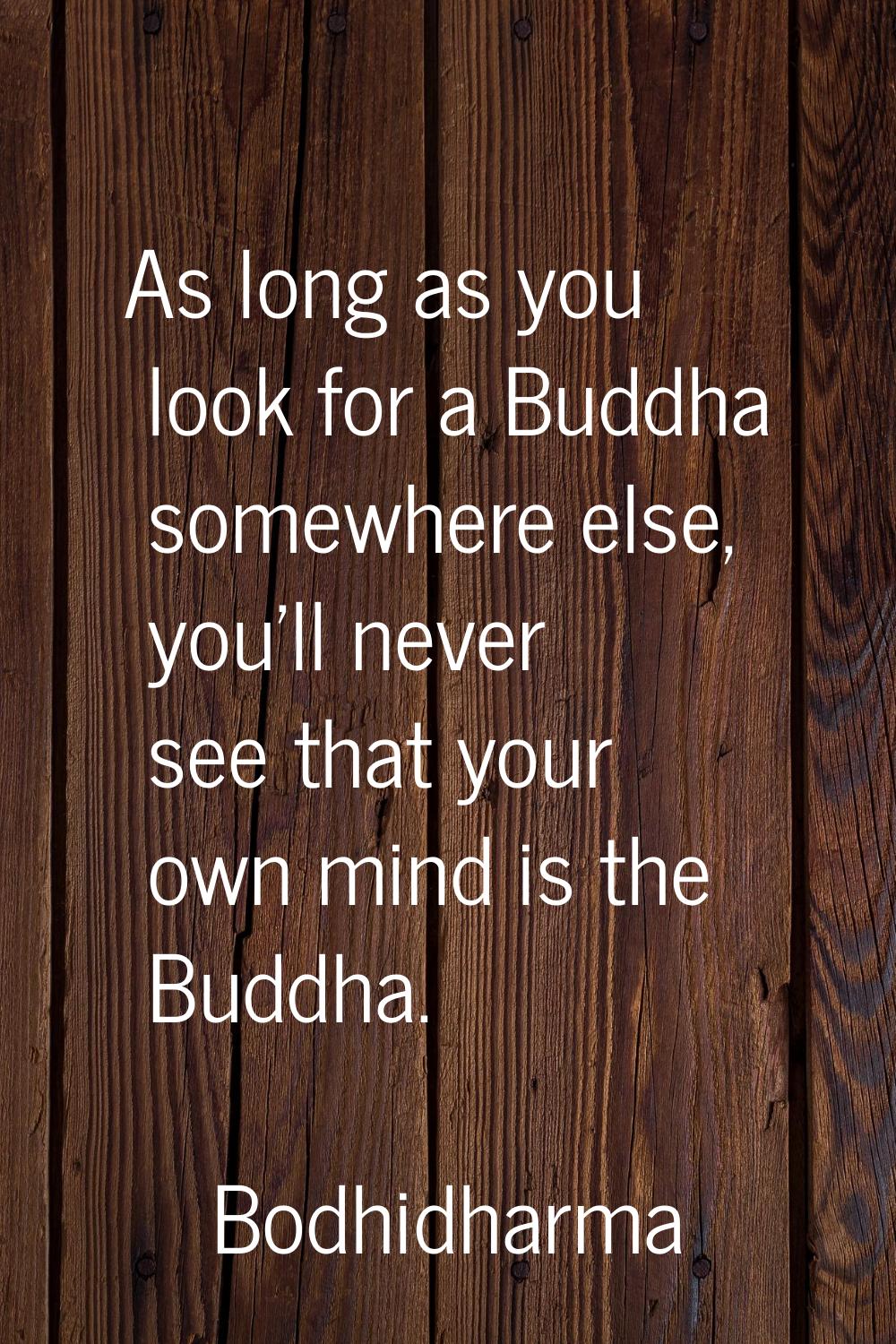 As long as you look for a Buddha somewhere else, you'll never see that your own mind is the Buddha.
