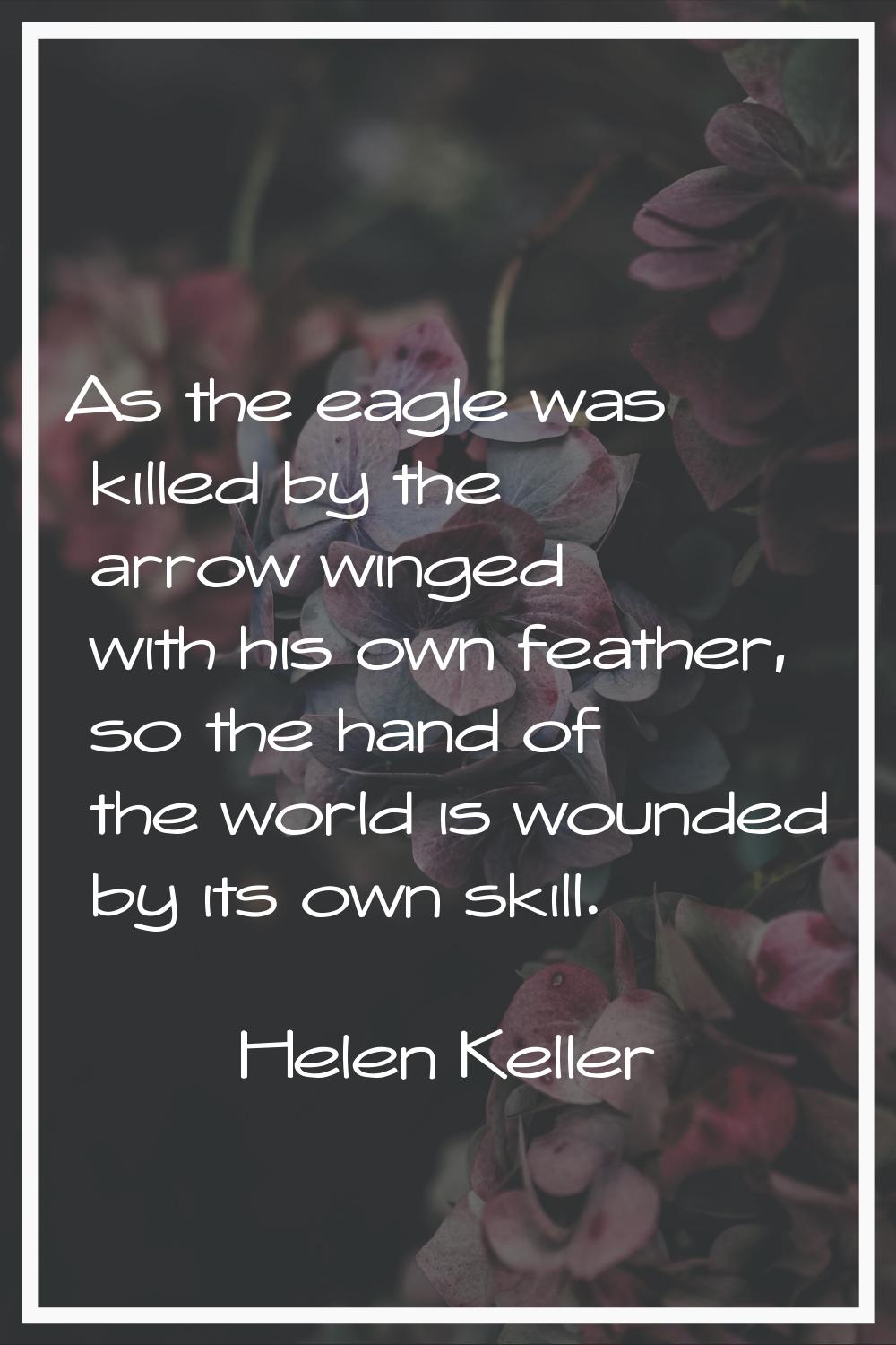As the eagle was killed by the arrow winged with his own feather, so the hand of the world is wound