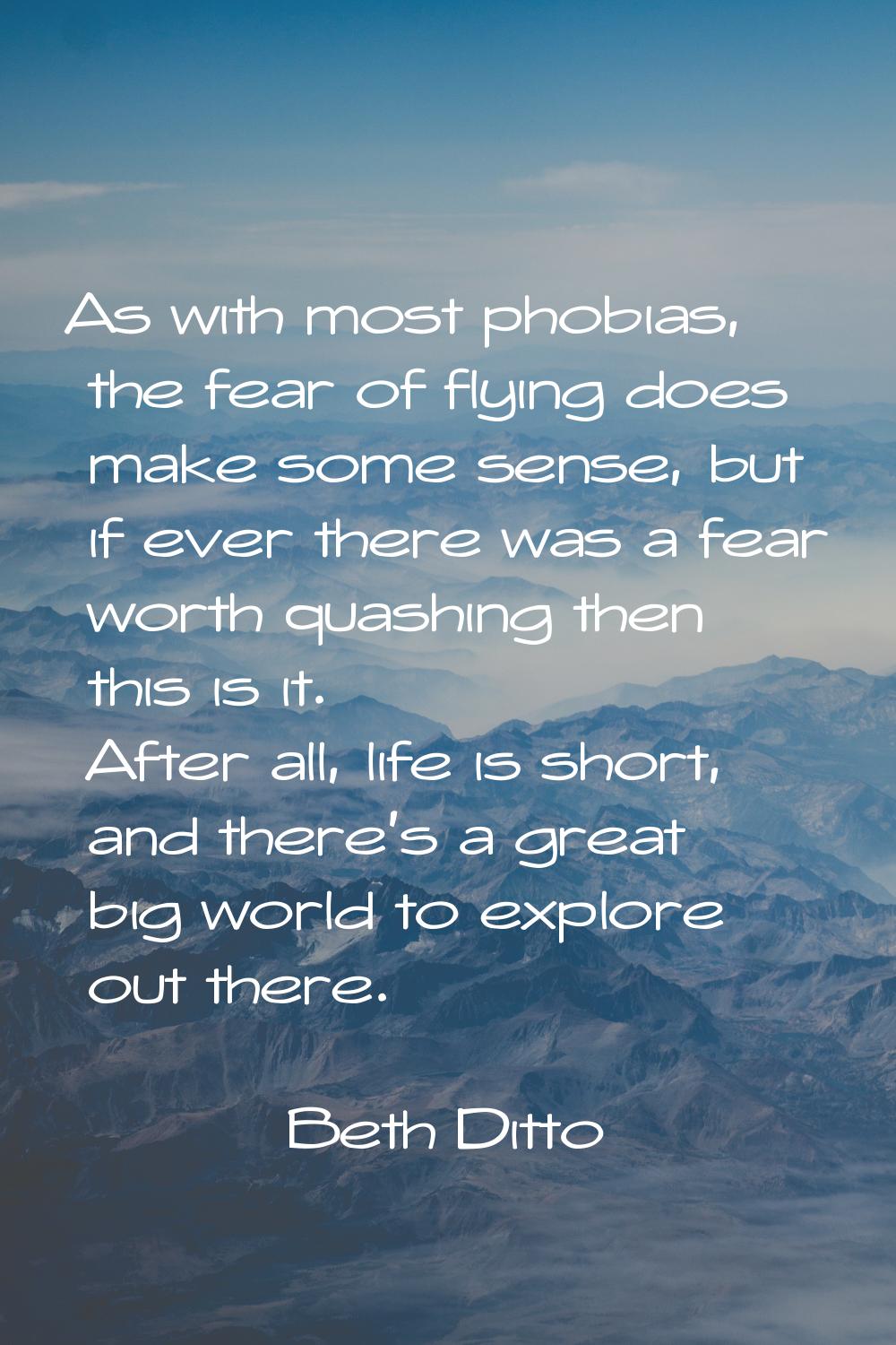 As with most phobias, the fear of flying does make some sense, but if ever there was a fear worth q