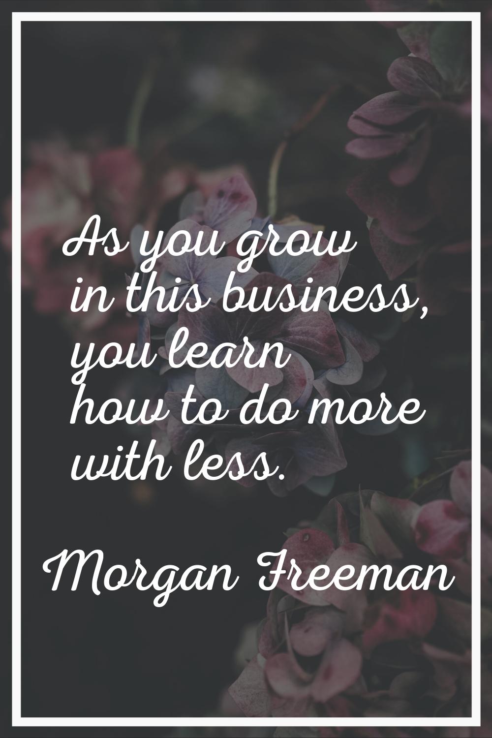 As you grow in this business, you learn how to do more with less.