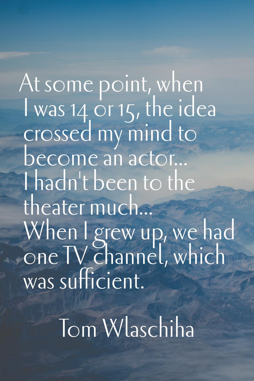 At some point, when I was 14 or 15, the idea crossed my mind to become an actor... I hadn't been to