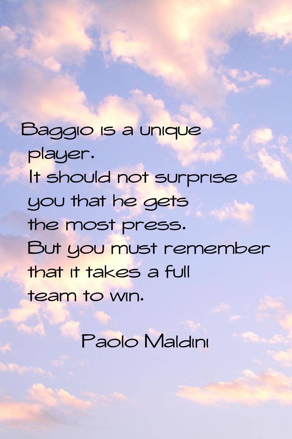 Baggio is a unique player. It should not surprise you that he gets the most press. But you must rem