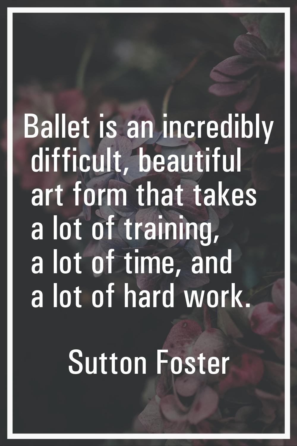 Ballet is an incredibly difficult, beautiful art form that takes a lot of training, a lot of time, 