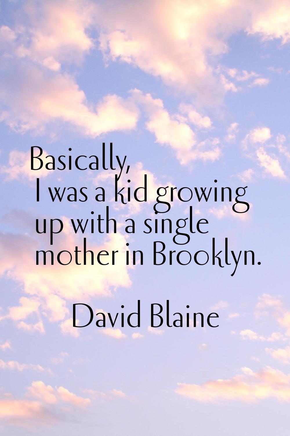 Basically, I was a kid growing up with a single mother in Brooklyn.