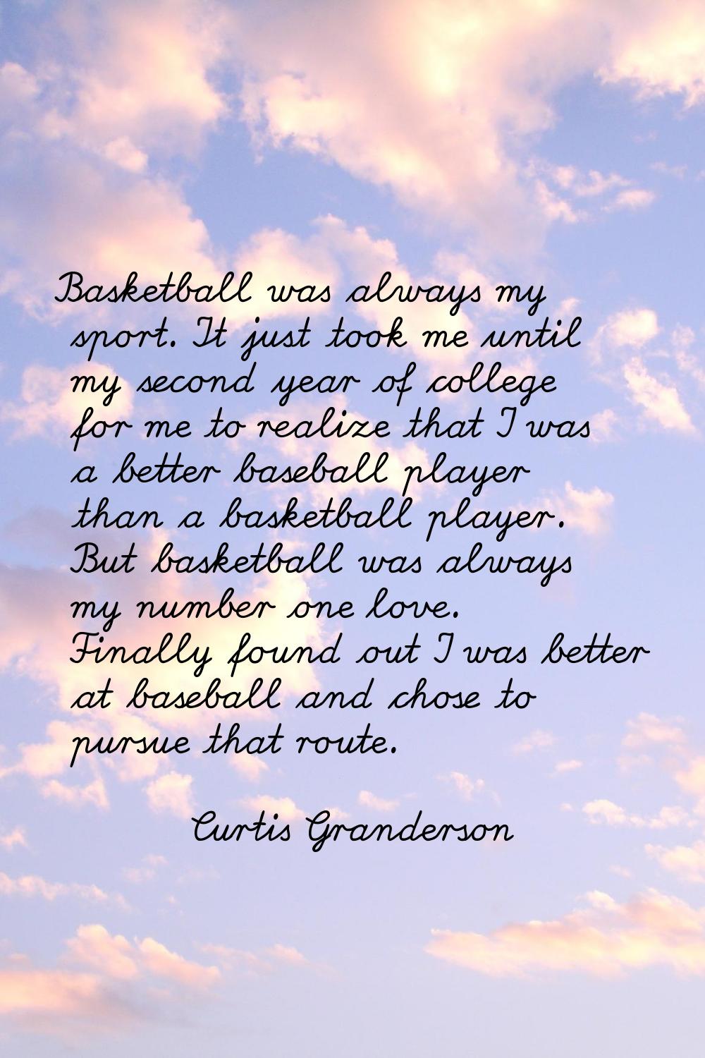 Basketball was always my sport. It just took me until my second year of college for me to realize t