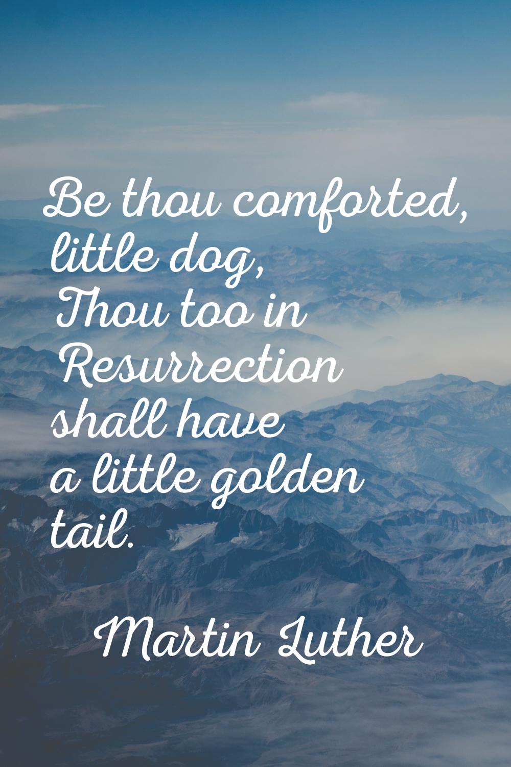 Be thou comforted, little dog, Thou too in Resurrection shall have a little golden tail.