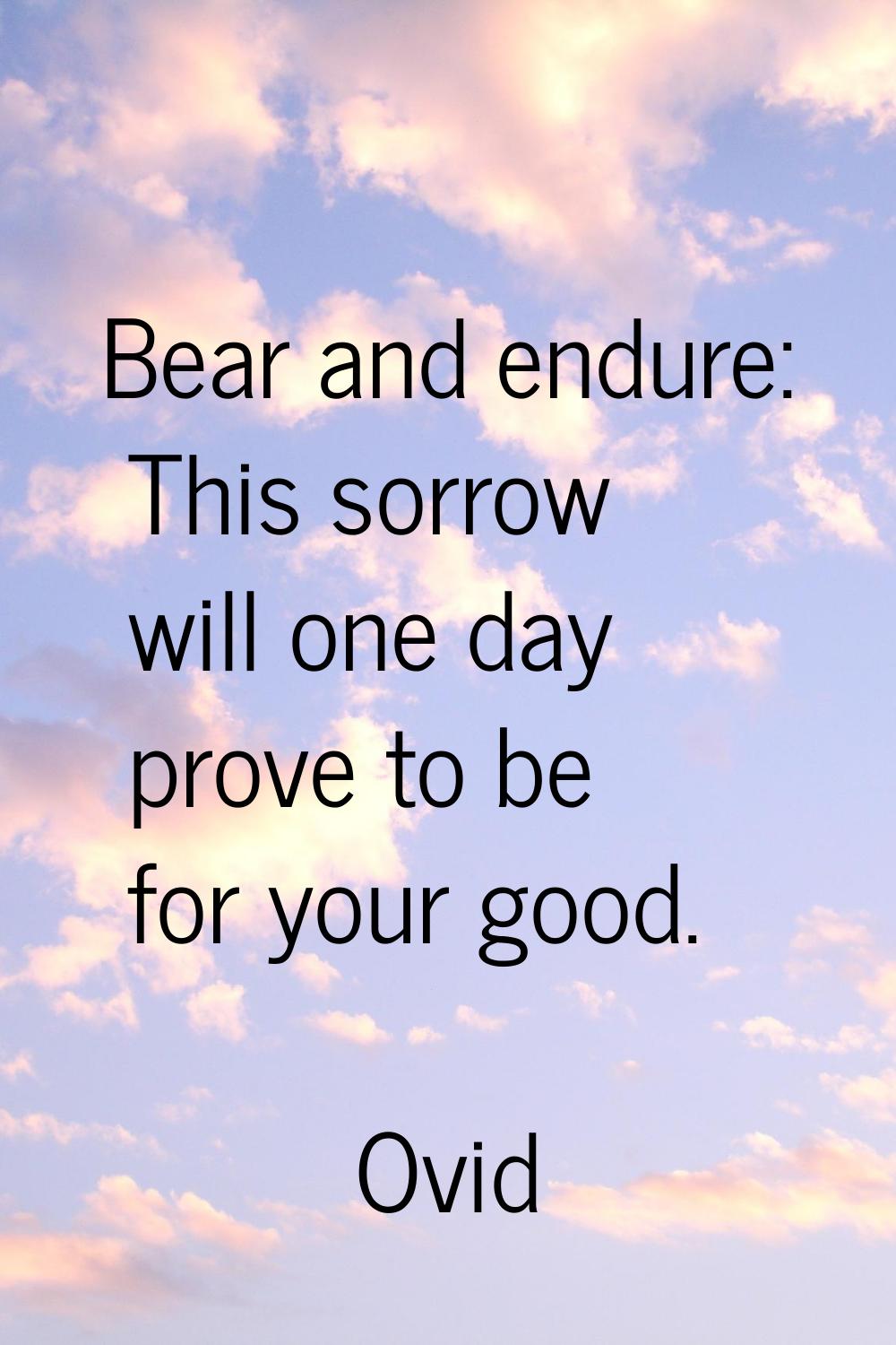 Bear and endure: This sorrow will one day prove to be for your good.