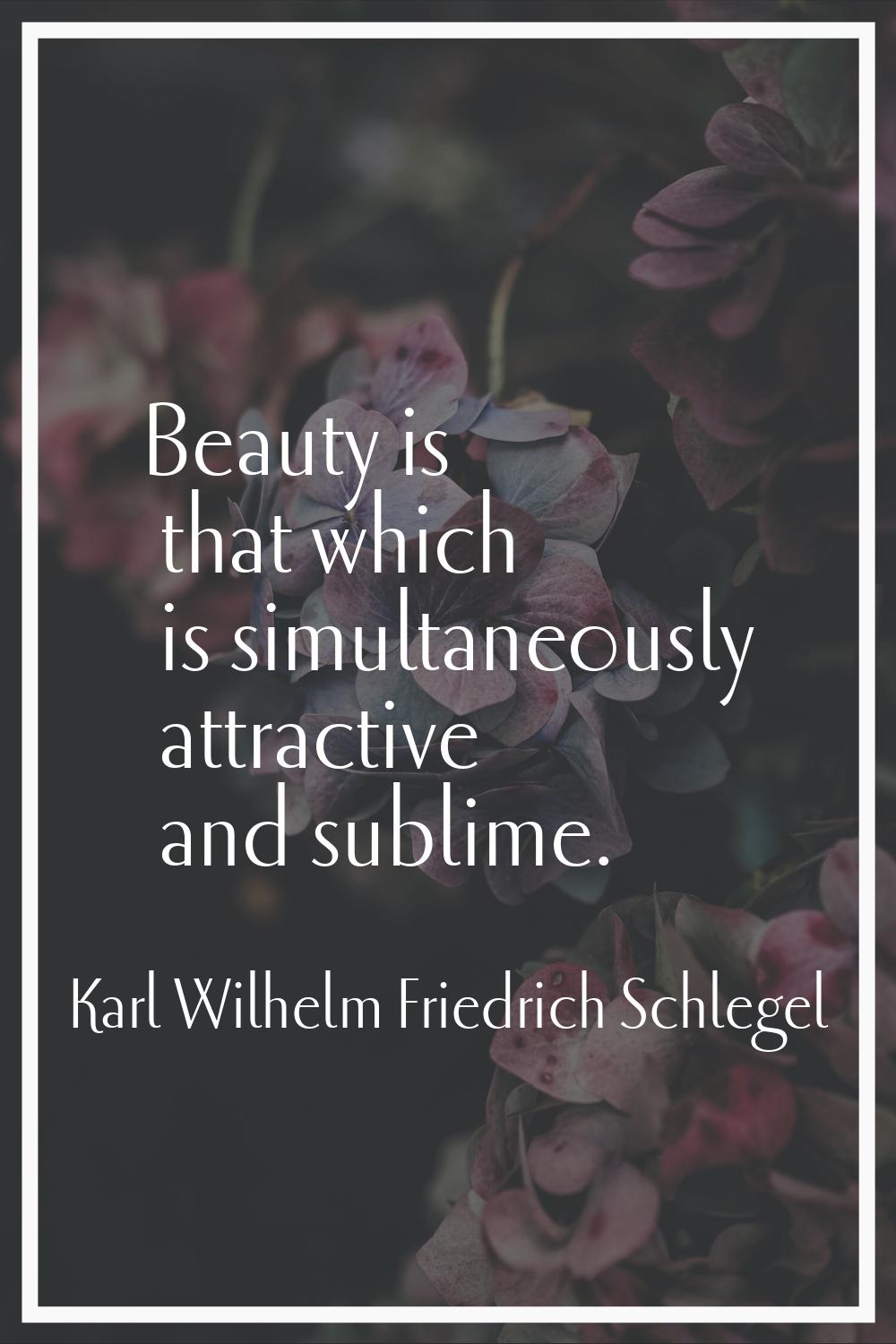 Beauty is that which is simultaneously attractive and sublime.