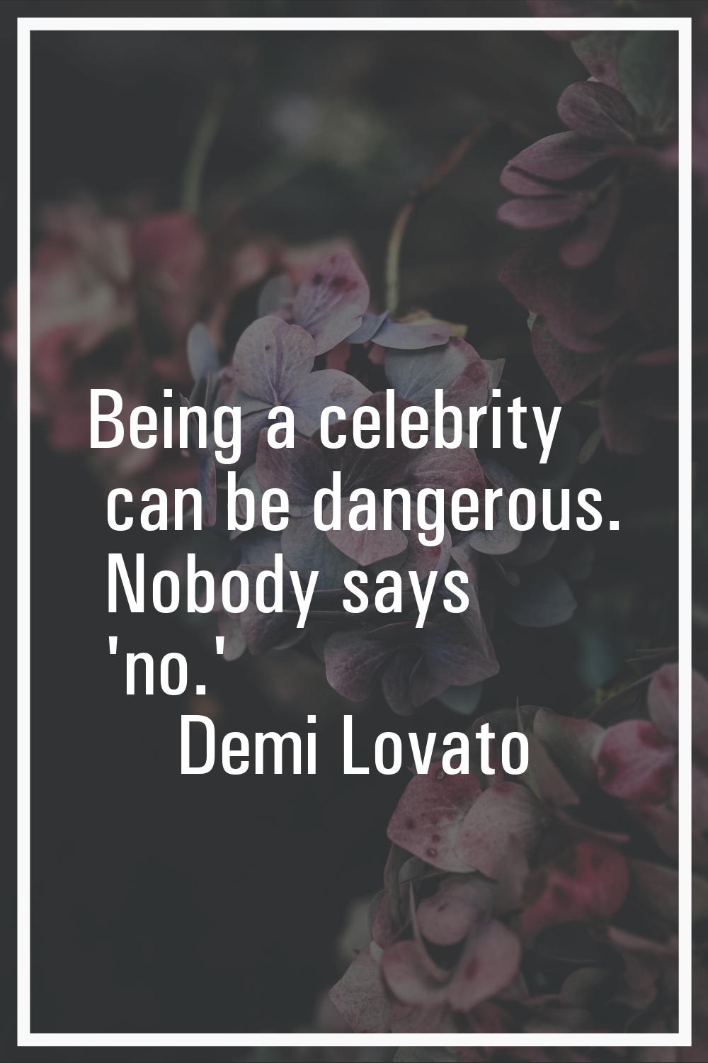 Being a celebrity can be dangerous. Nobody says 'no.'