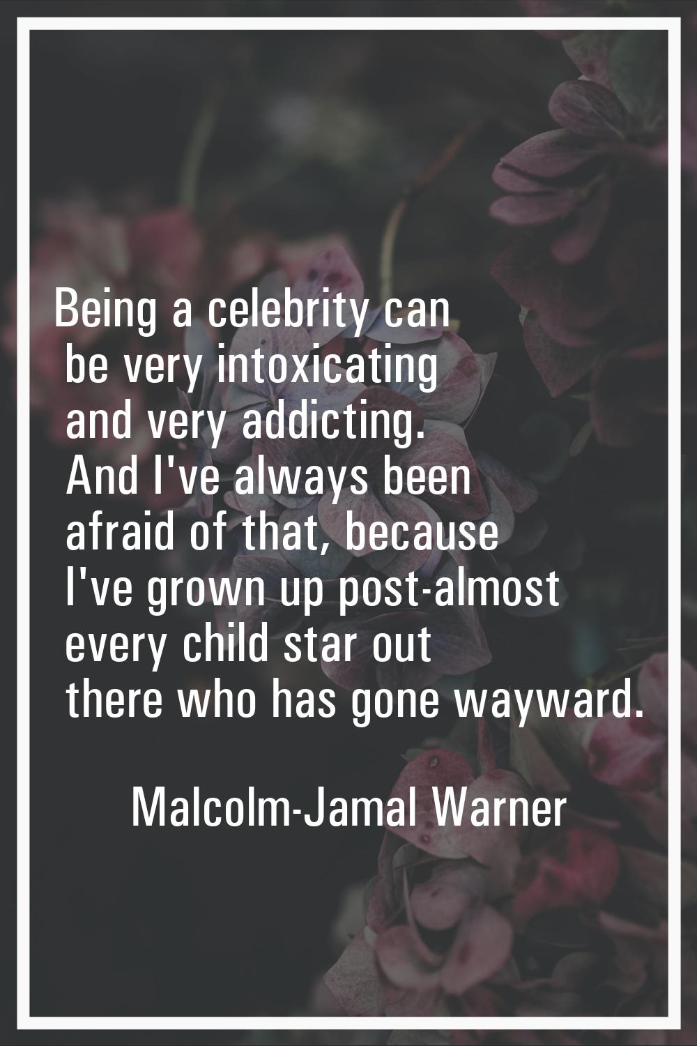 Being a celebrity can be very intoxicating and very addicting. And I've always been afraid of that,