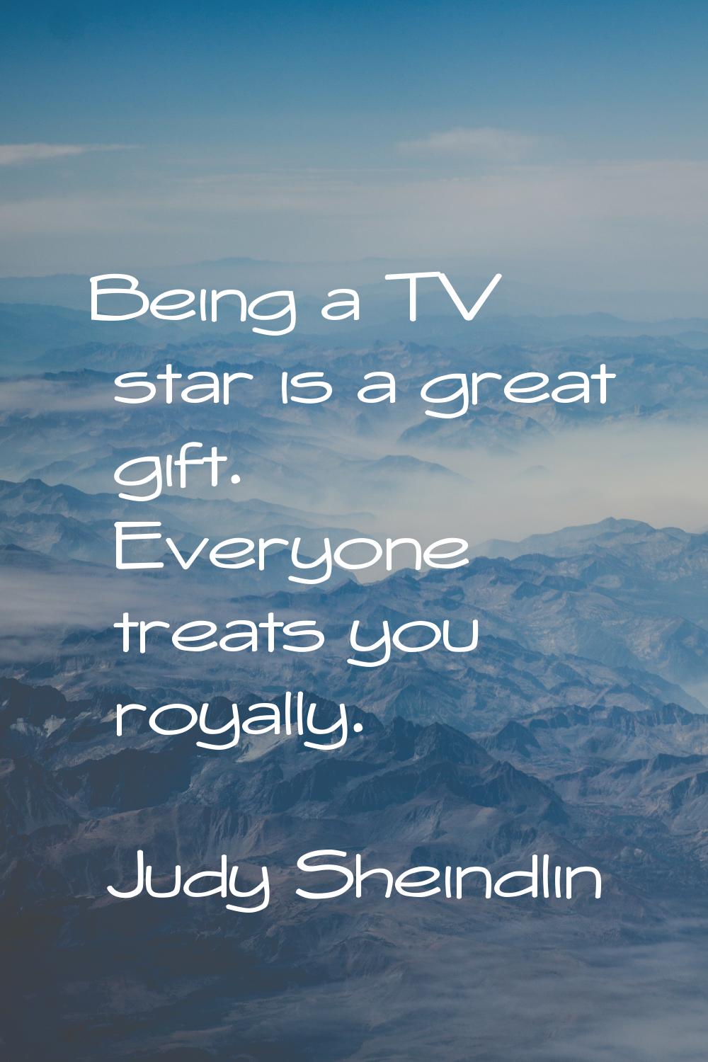 Being a TV star is a great gift. Everyone treats you royally.