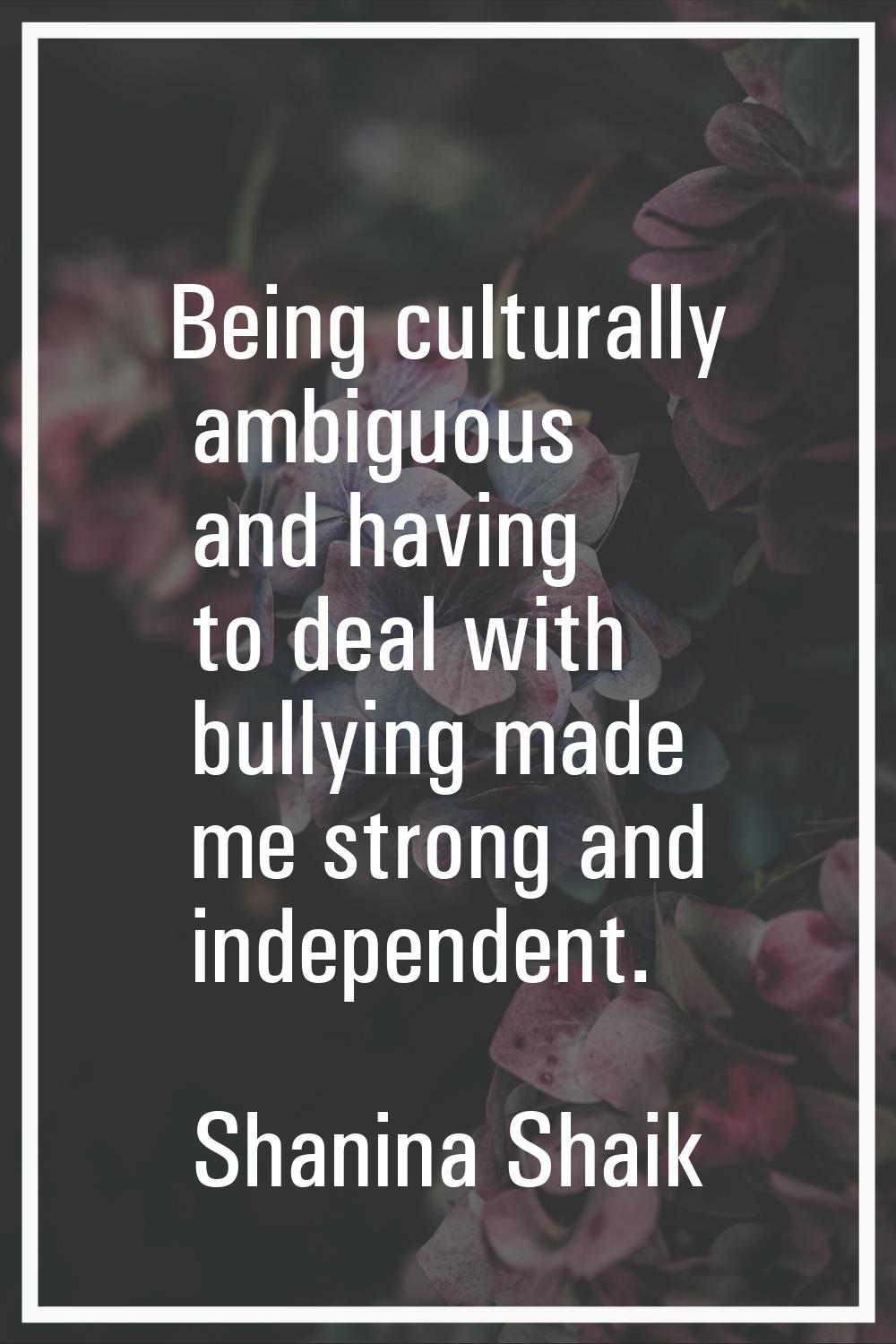 Being culturally ambiguous and having to deal with bullying made me strong and independent.