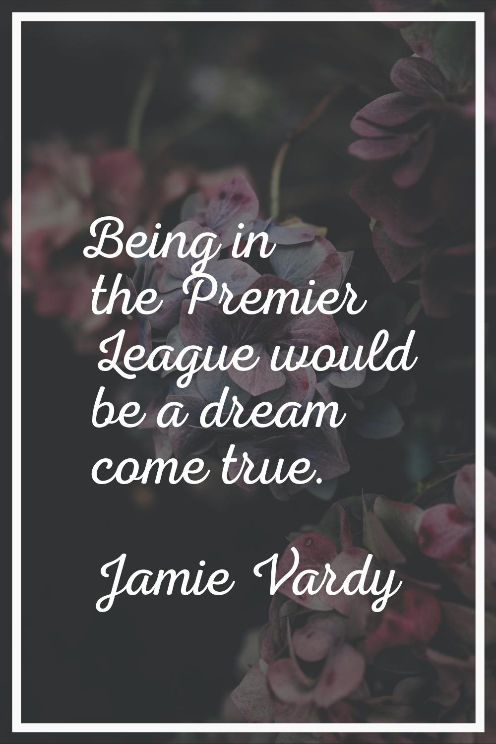 Being in the Premier League would be a dream come true.