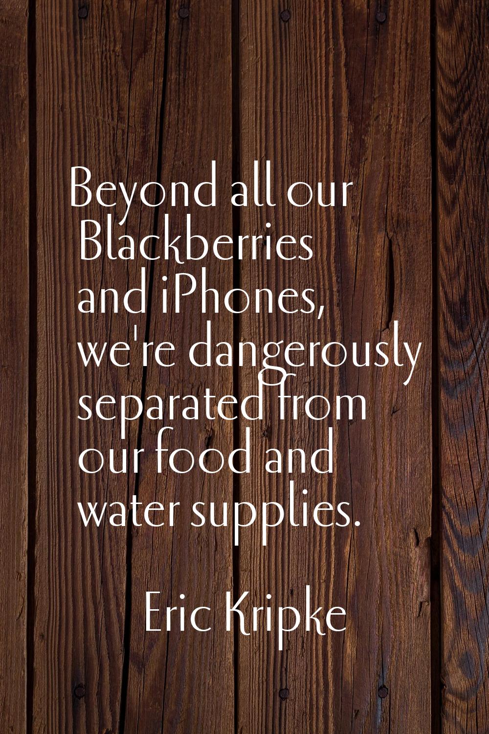Beyond all our Blackberries and iPhones, we're dangerously separated from our food and water suppli