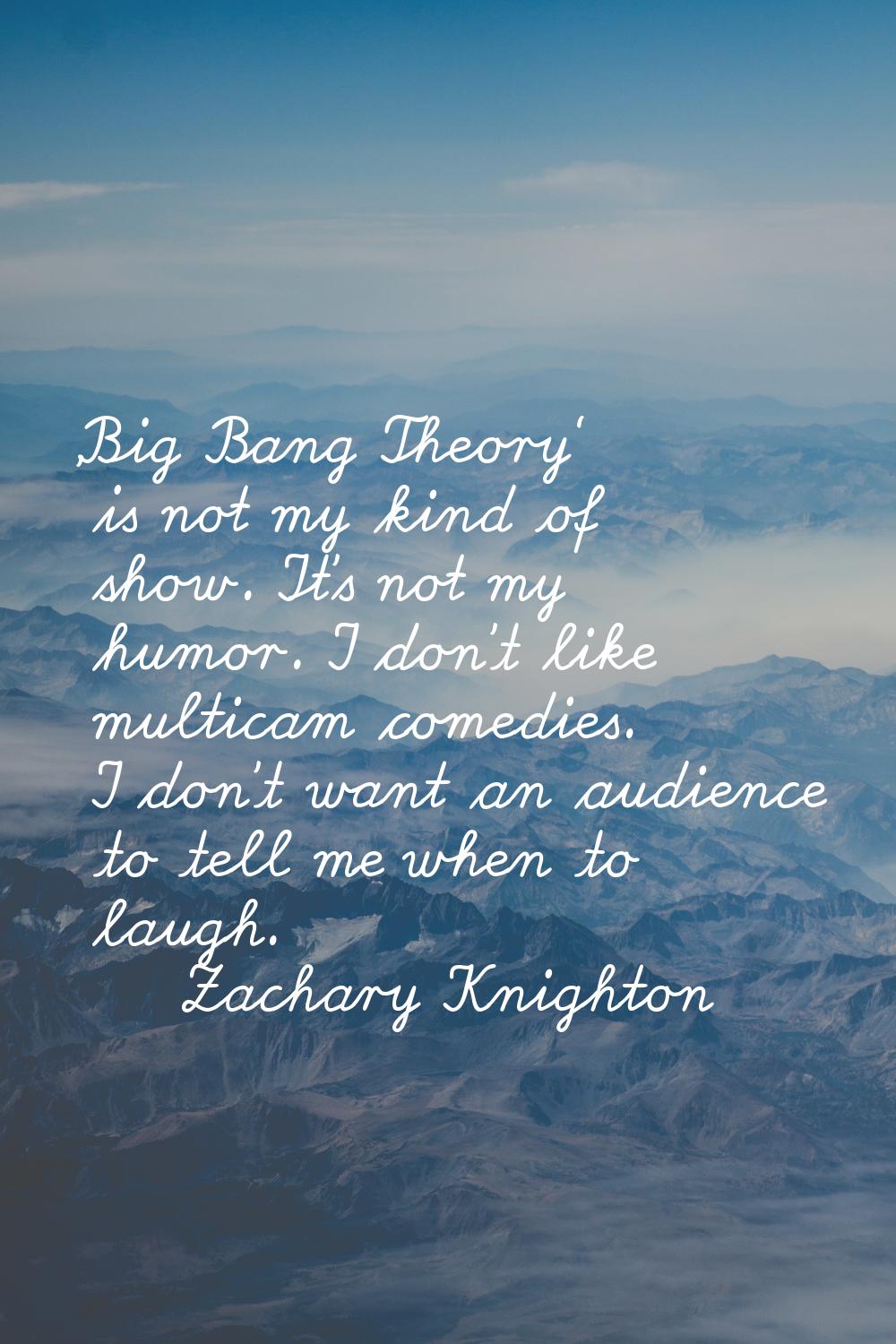 'Big Bang Theory' is not my kind of show. It's not my humor. I don't like multicam comedies. I don'