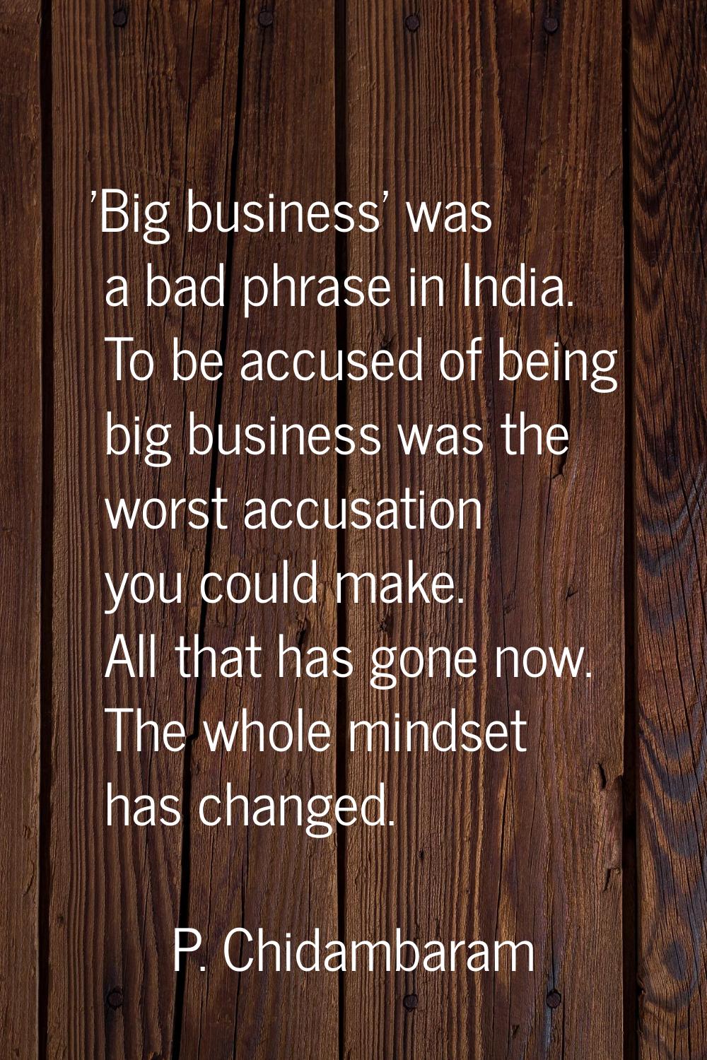 'Big business' was a bad phrase in India. To be accused of being big business was the worst accusat
